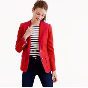 J. Crew Red Blazer with Pink Trim